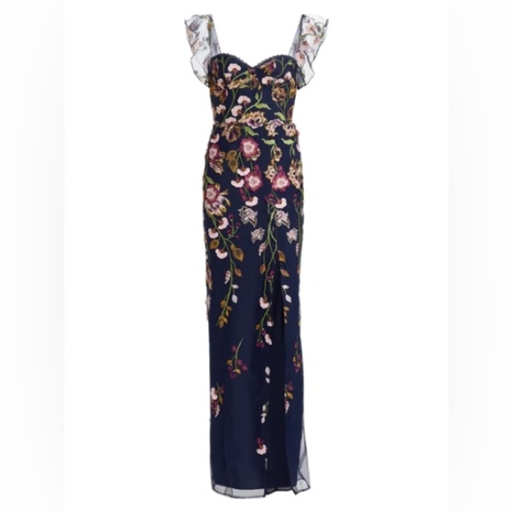 Marchessa Notte Off-the-shoulder embellished tulle gown